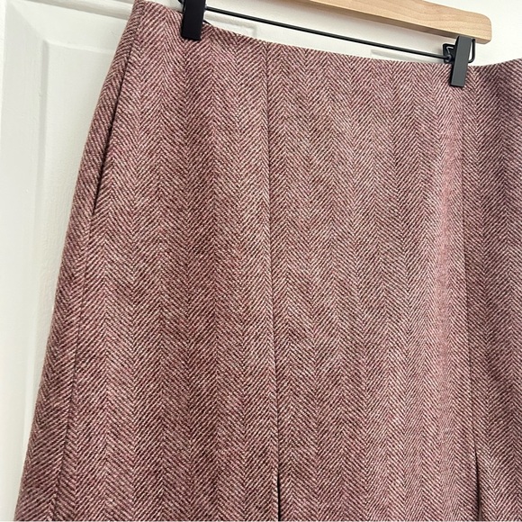 Boden • British Tweed by Moon Mini Skirt 100% Wool Mauve Sz 10 Preppy Academia - Picture 3 of 7